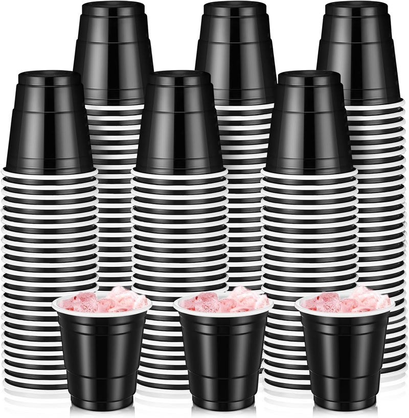 Layhit 200 Pack 2oz Shot Cups Plastic Shot Glasses Mini Disposable Cups for Valentines Day Wedding Birthday Party Supplies Beer Drinking Serving Snacks Samples Tastings(Black) - Image 1